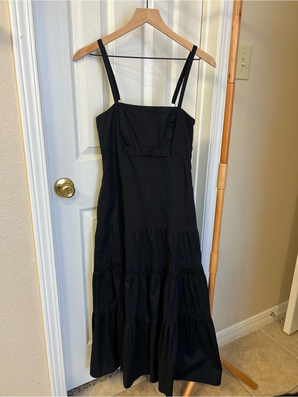 Prabal Gurung Black Tiered Maxi Dress with Adjustable Straps